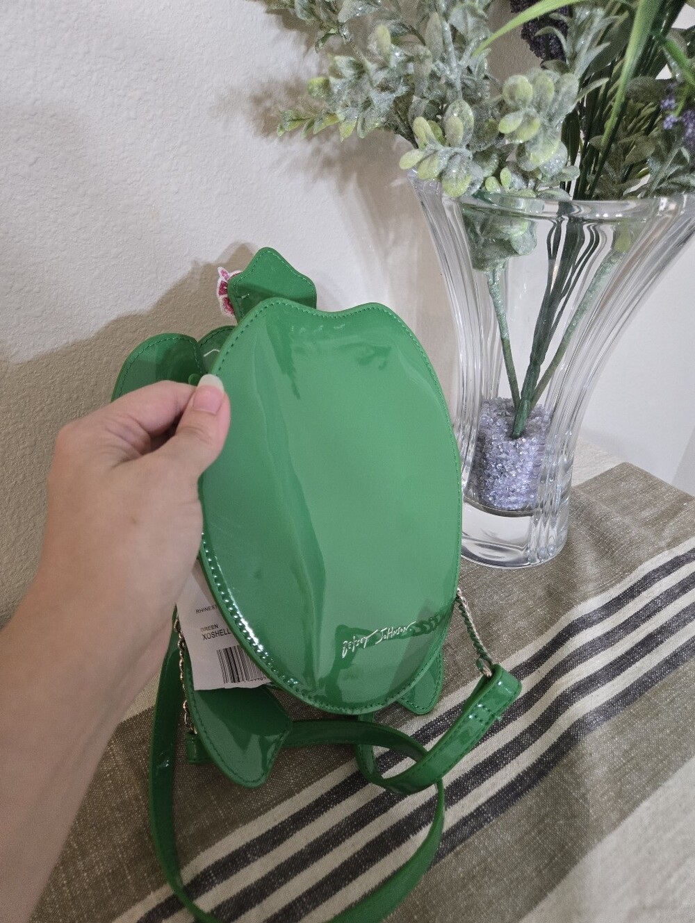 Betsey Johnson NWT Green Turtle Crossbody Bag with Gem Accents - Picture 6 of 11